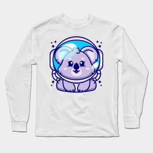 Cute baby koala wearing an astronaut helmet, cartoon character Long Sleeve T-Shirt